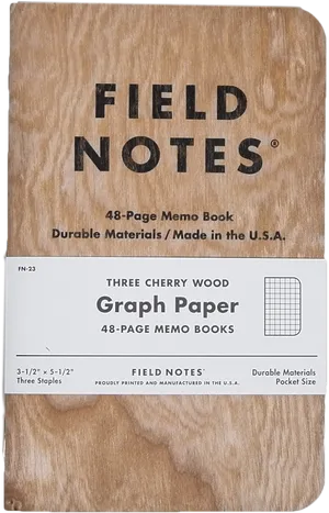 Field Notes Cherry Wood Graph Paper Memo Book PNG image