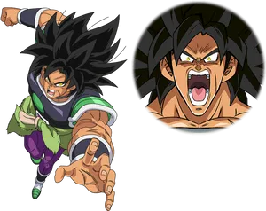 Fierce Broly Action Pose PNG