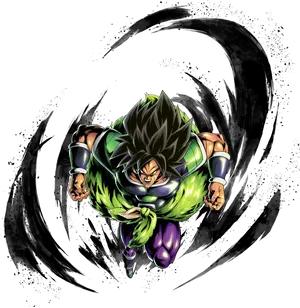 Fierce Broly Charging Forward PNG