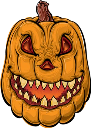 Fierce Carved Pumpkin Vector PNG image