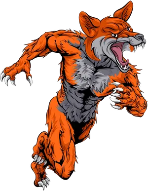 Fierce Orange Werewolf Art PNG