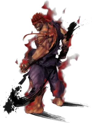 Fierce Red Fighter Art PNG image