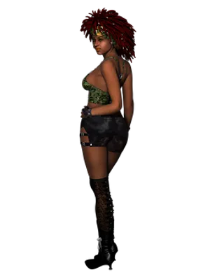 Fierce Red Haired Woman Black Background