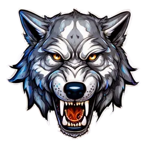Fierce Wolf Head Mascot PNG 06122024