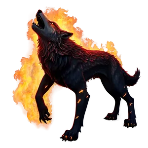 Fiery Alpha Wolf Concept PNG 41