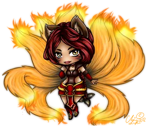 Fiery Fox Anime Character PNG image