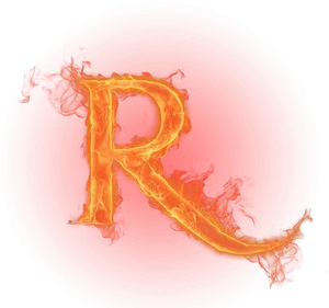 Fiery Letter R