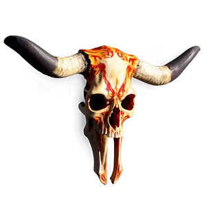 Fiery Longhorn Skull Concept PNG Wkk94