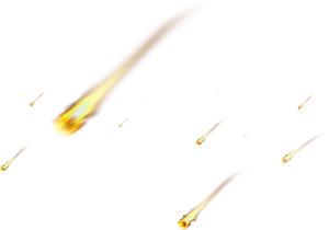 Fiery Meteors Falling Against Sky PNG image