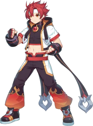 Fiery Red Anime Gamer Character PNG image