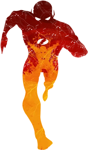 Fiery Silhouette Superhero Art PNG image
