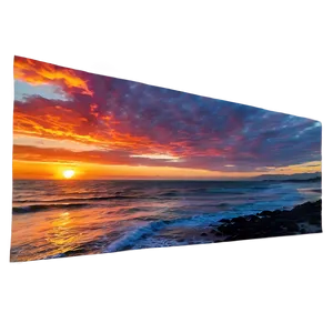 Fiery Sunset Over Ocean Photo PNG Bxa