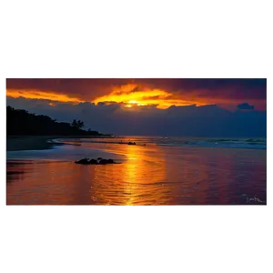 Fiery Sunset Over Ocean Photo PNG Tok