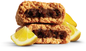 Fig Filled Cookie With Lemon Slices PNG