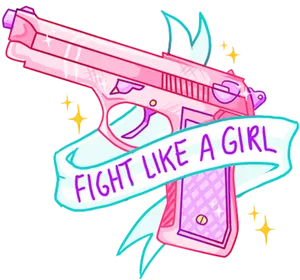 Fight Like A Girl Pistol Illustration PNG image