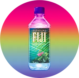 Fiji Water Bottle Rainbow Background PNG