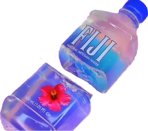 Fiji Water Bottleand Ice Cube PNG image