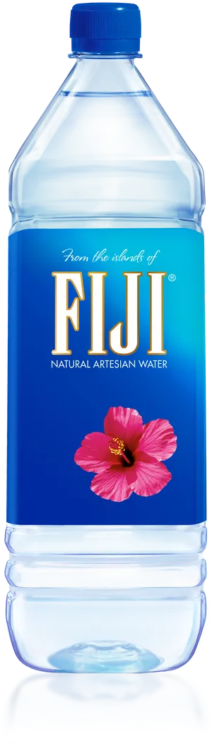 Fiji Water Bottlewith Hibiscus Flower PNG image