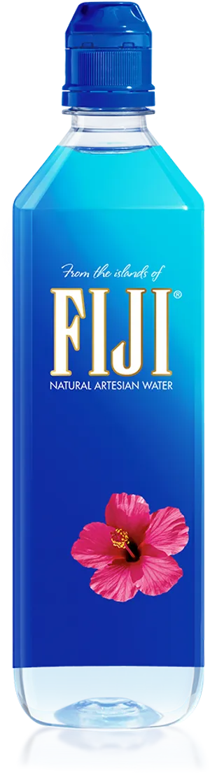 Fiji Water Bottlewith Hibiscus Flower PNG image