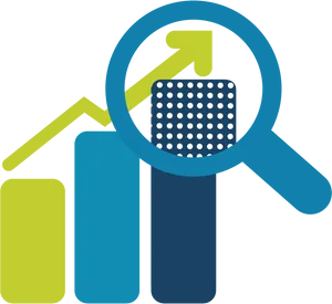 Financial Analysis Graph Magnifying Glass PNG image