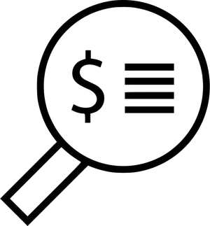 Financial Analysis Magnifying Glass Icon PNG image