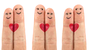 Finger Couple With Hearts
