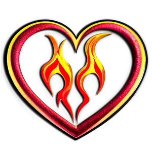 Fire Heart Outline PNG 05252024