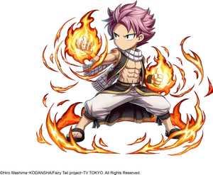 Fire Wielding Anime Character PNG image