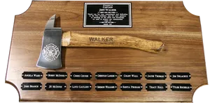 Firefighter Axe Award Plaque PNG