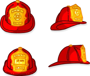 Firefighter Helmets Cartoon Vector PNG image