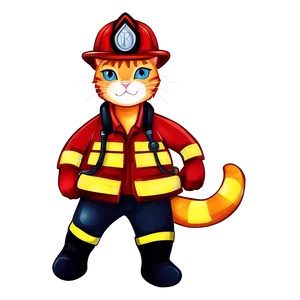 Firefighter Hero Cat Vector PNG Cav68 PNG