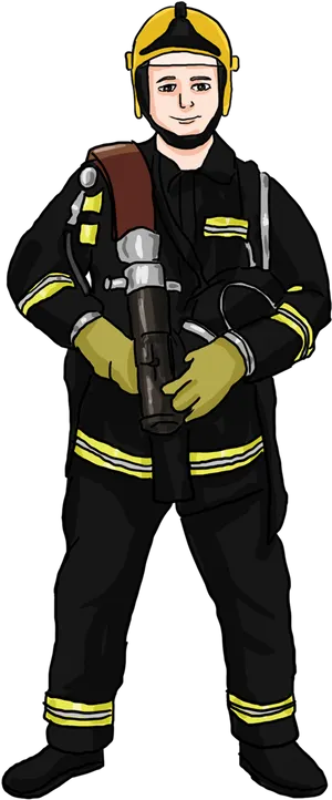 Firefighter Readyfor Action PNG image