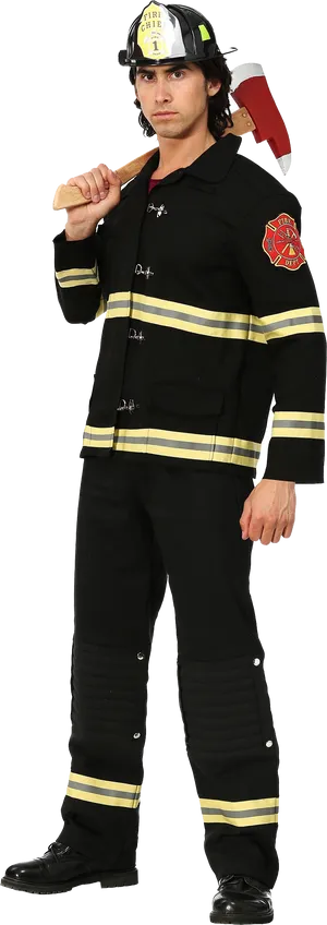 Firefighterin Gear Pose PNG image