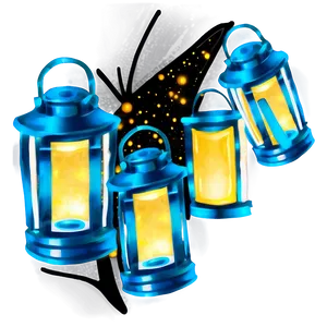 Fireflies And Lanterns Png 40 PNG image