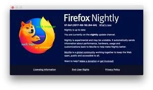 Firefox Nightly Doge Meme Interface PNG image