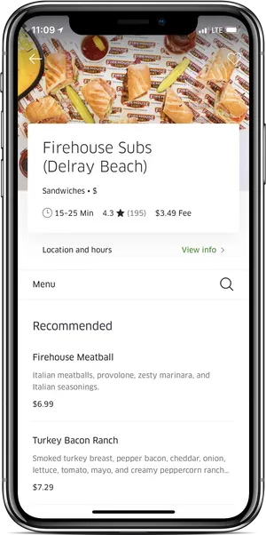 Firehouse Subs Delray Beach Menu Mobile App PNG image