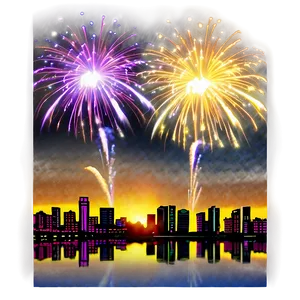 Fireworks Over City Png Oxf36 PNG image