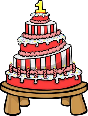 First Birthday Celebration Cake Illustration PNG