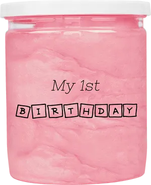 First Birthday Pink Slime Jar PNG