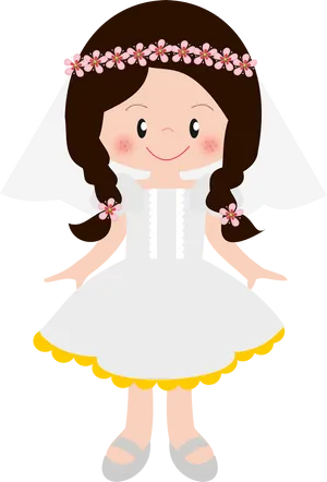First Communion Cartoon Girl PNG