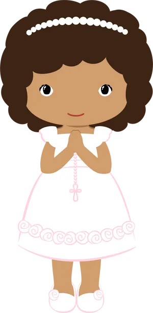 First Communion Girl Cartoon PNG