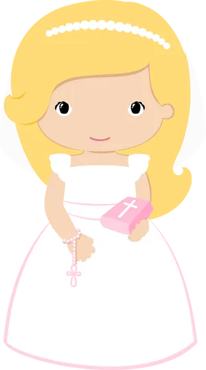 First Communion Girl Cartoon PNG