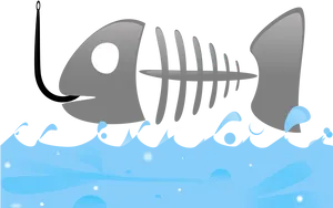 Fish Skeleton Cartoonon Hook PNG