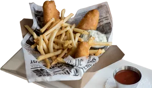 Fishand Chips Fast Food Meal PNG image