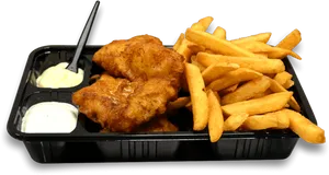 Fishand Chips Meal Platter PNG image