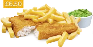 Fishand Chipswith Peas Price Tag PNG image