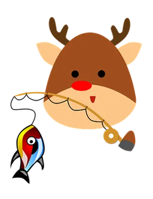 Fishing Reindeer Cartoon PNG image