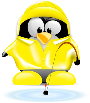 Fishing Tux Penguin Linux Mascot PNG image