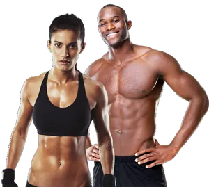 Fit Couple Posingfor Fitness Advertisement PNG image