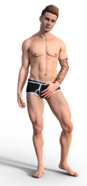Fit Manin Underwearwith Tattoo